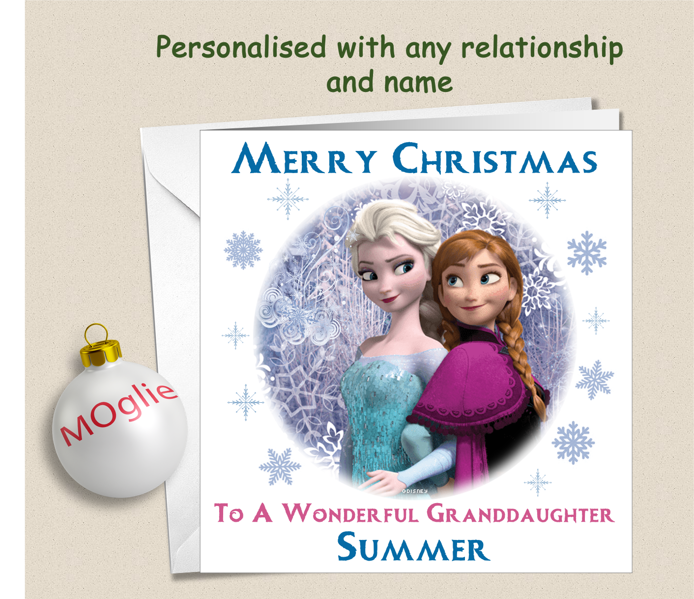 Personalised Frozen Elsa and Anna Christmas Card - FRZ2