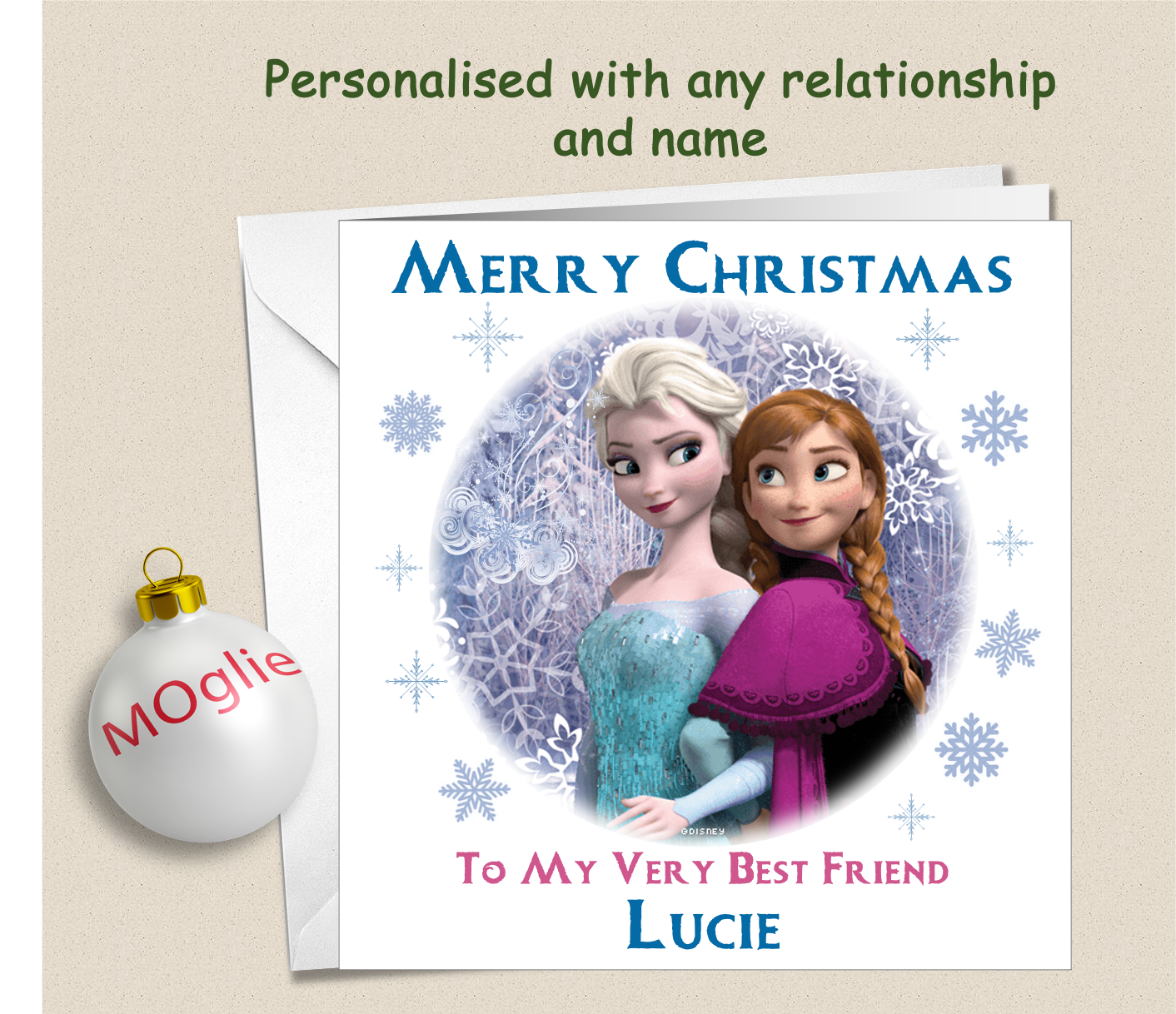 Personalised Frozen Elsa and Anna Christmas Card - FRZ2