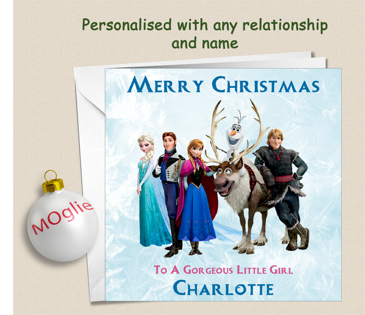 Personalised Frozen Elsa, Anna and Characters Christmas Card - FRZ3