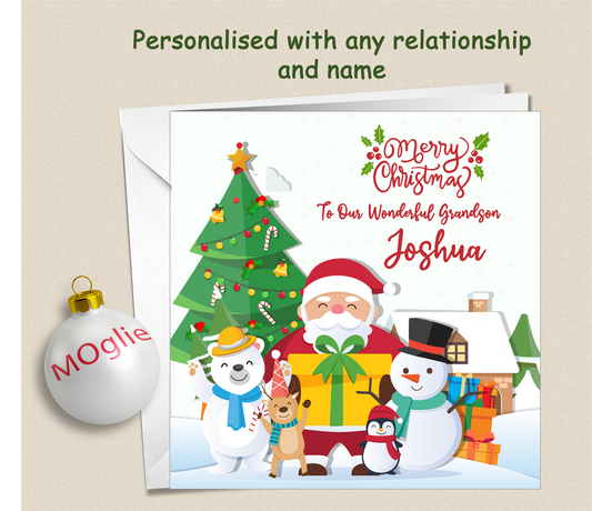 Personalised Santa Snowman Xmas Christmas Card - GEN1