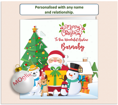 Personalised Santa Snowman Xmas Christmas Card - GEN1