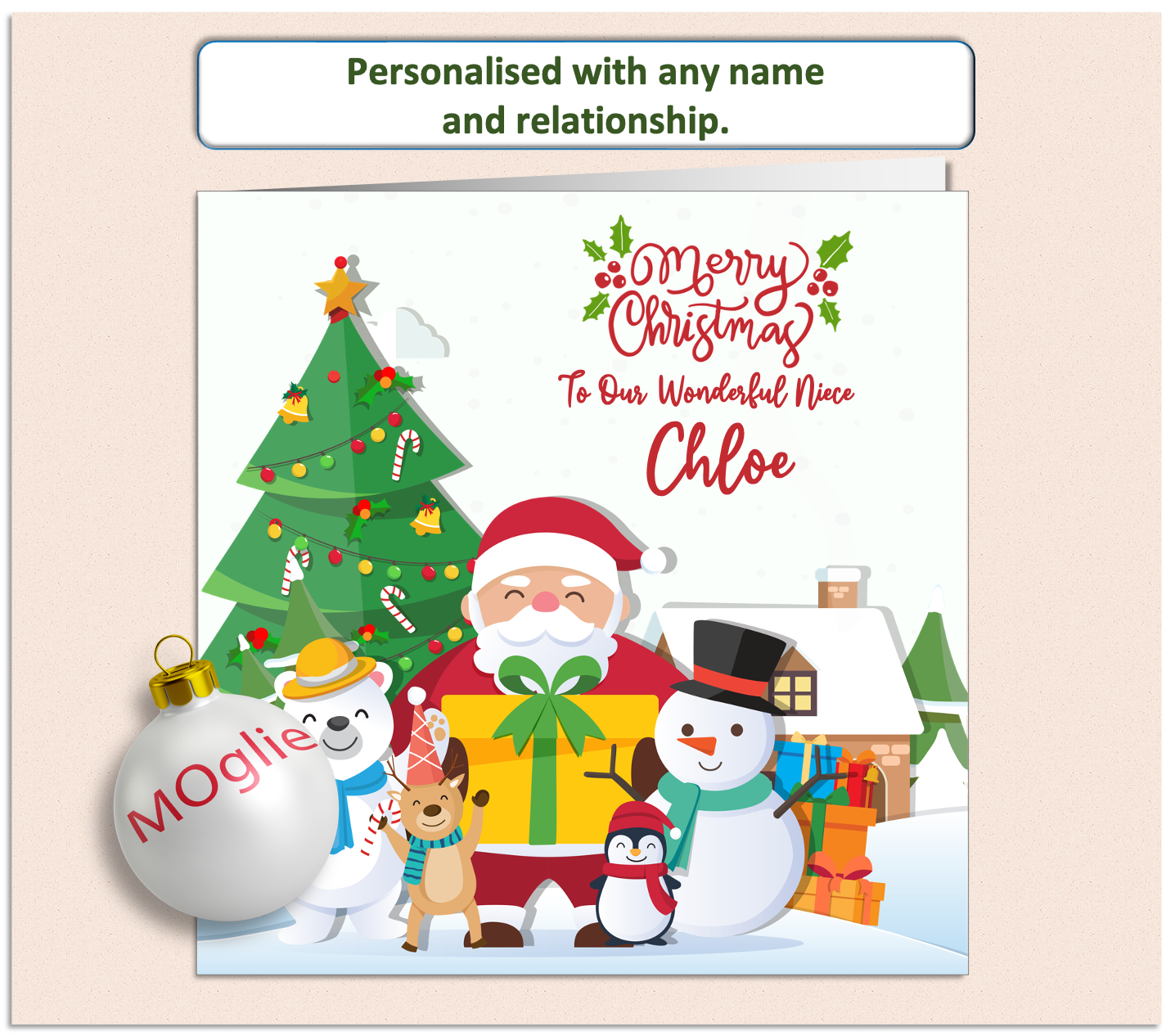 Personalised Santa Snowman Xmas Christmas Card - GEN1