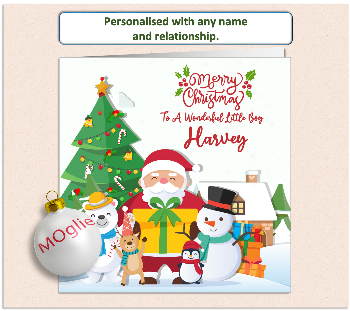 Personalised Santa Snowman Xmas Christmas Card - GEN1
