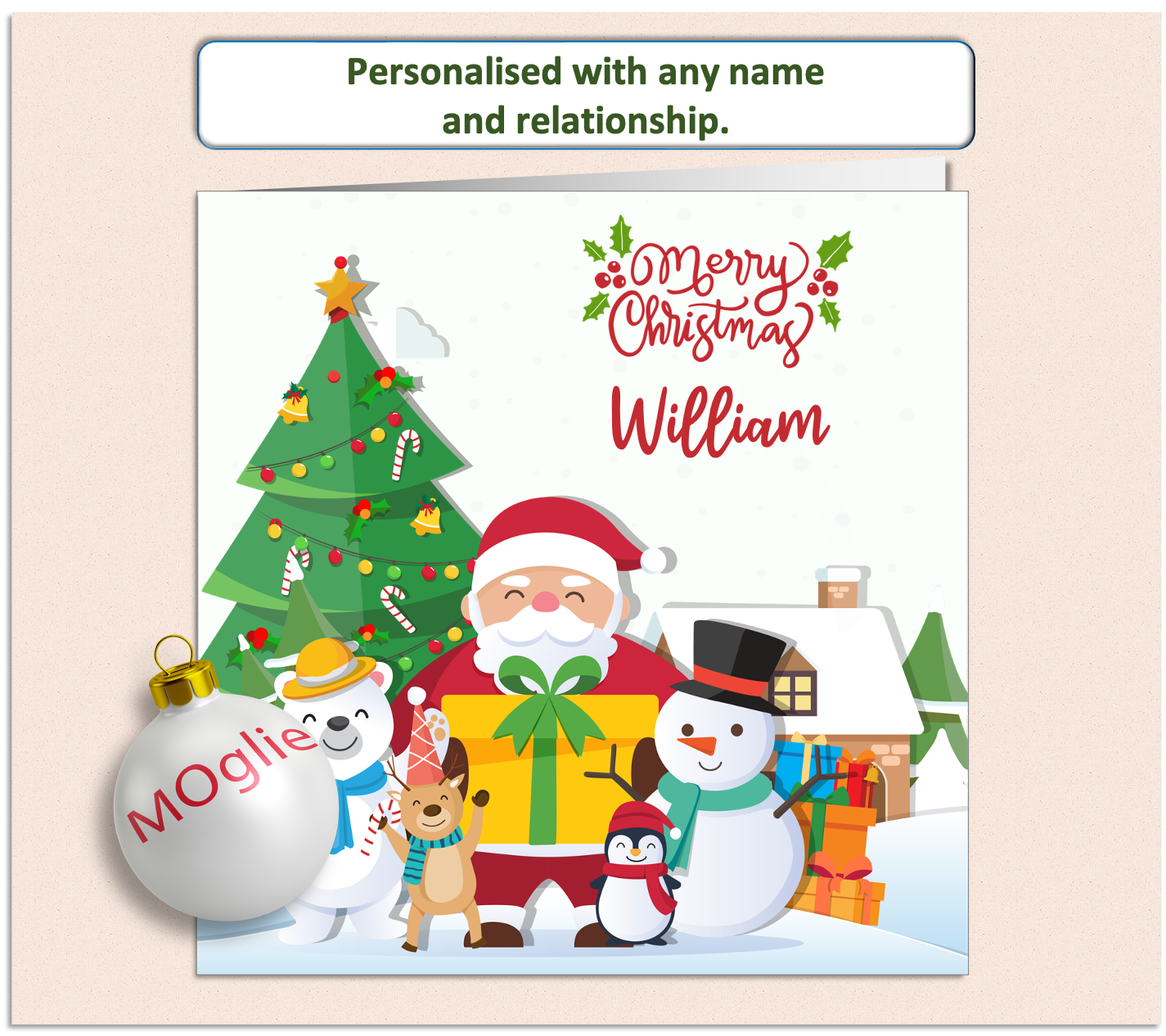 Personalised Santa Snowman Xmas Christmas Card - GEN1