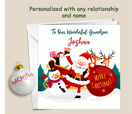 Personalised Santa Snowman Xmas Christmas Card - GEN2