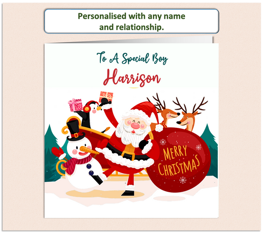 Personalised Santa Snowman Xmas Christmas Card - GEN2