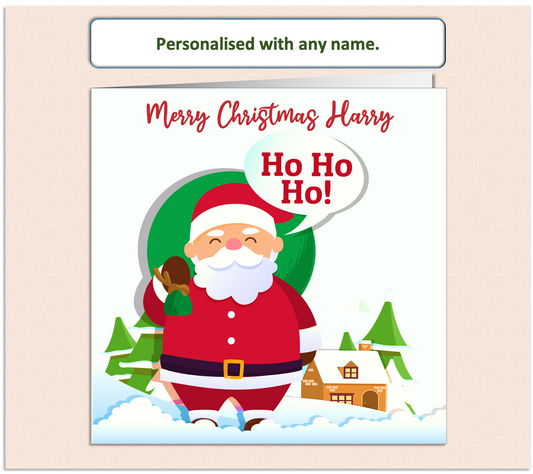 Personalised Santa Ho Ho Ho Child Xmas Christmas Card - GEN3