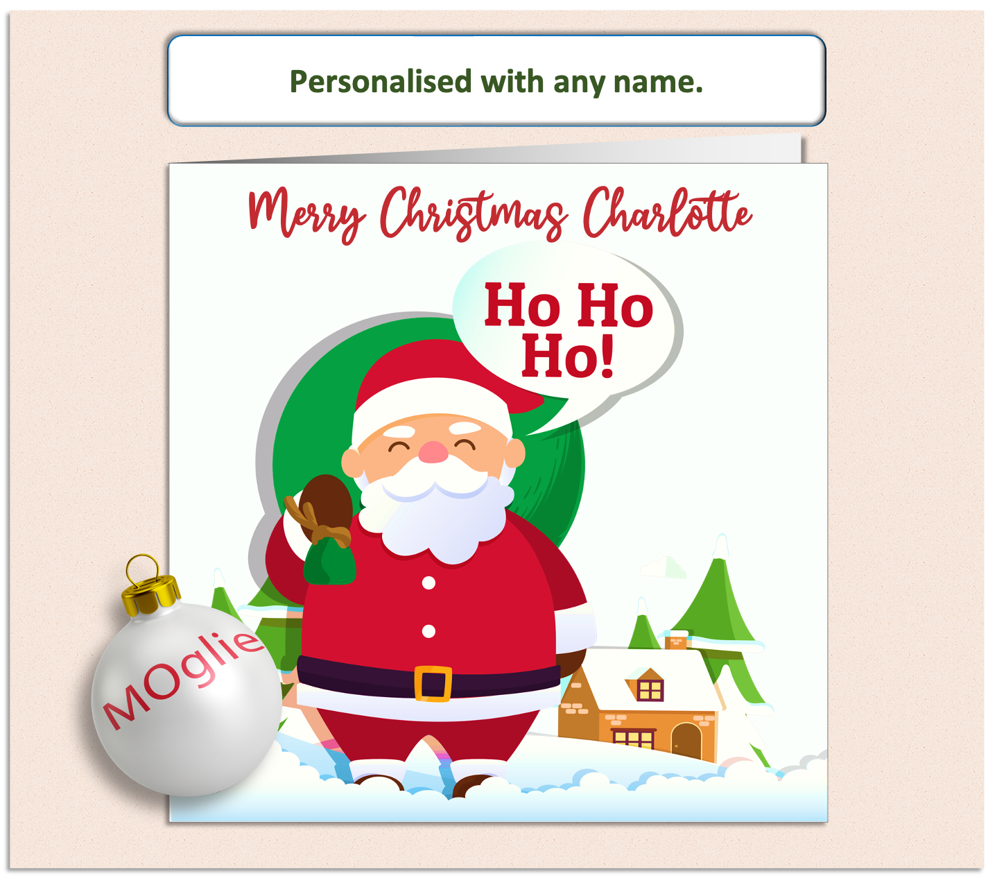 Personalised Santa Ho Ho Ho Child Xmas Christmas Card - GEN3