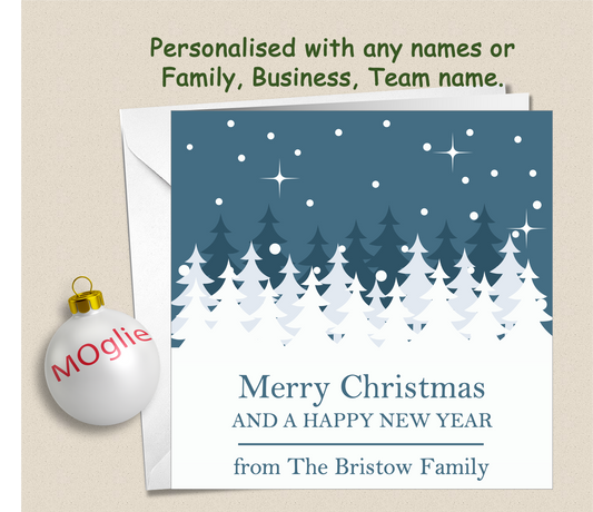 Personalised Christmas Xmas card with any family name, club, work or business - GEN8