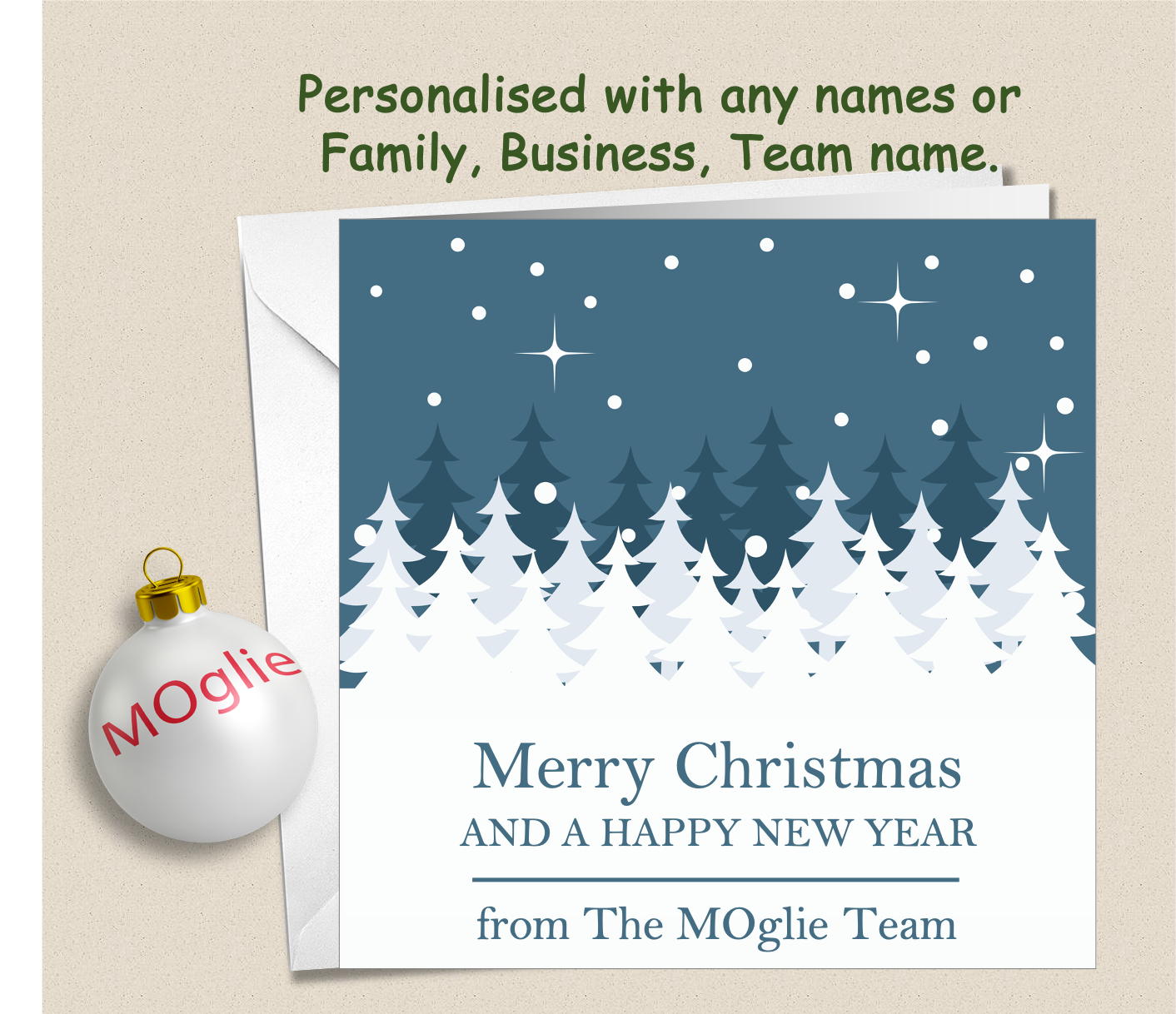 Personalised Christmas Xmas card with any family name, club, work or business - GEN8