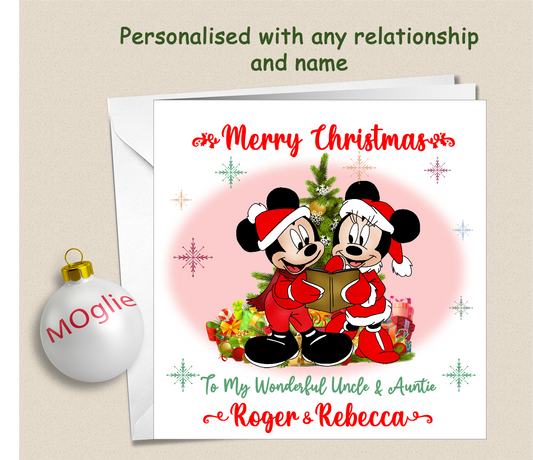 Personalised Mickey & Minnie Christmas Card Couple Both of You - MMRed