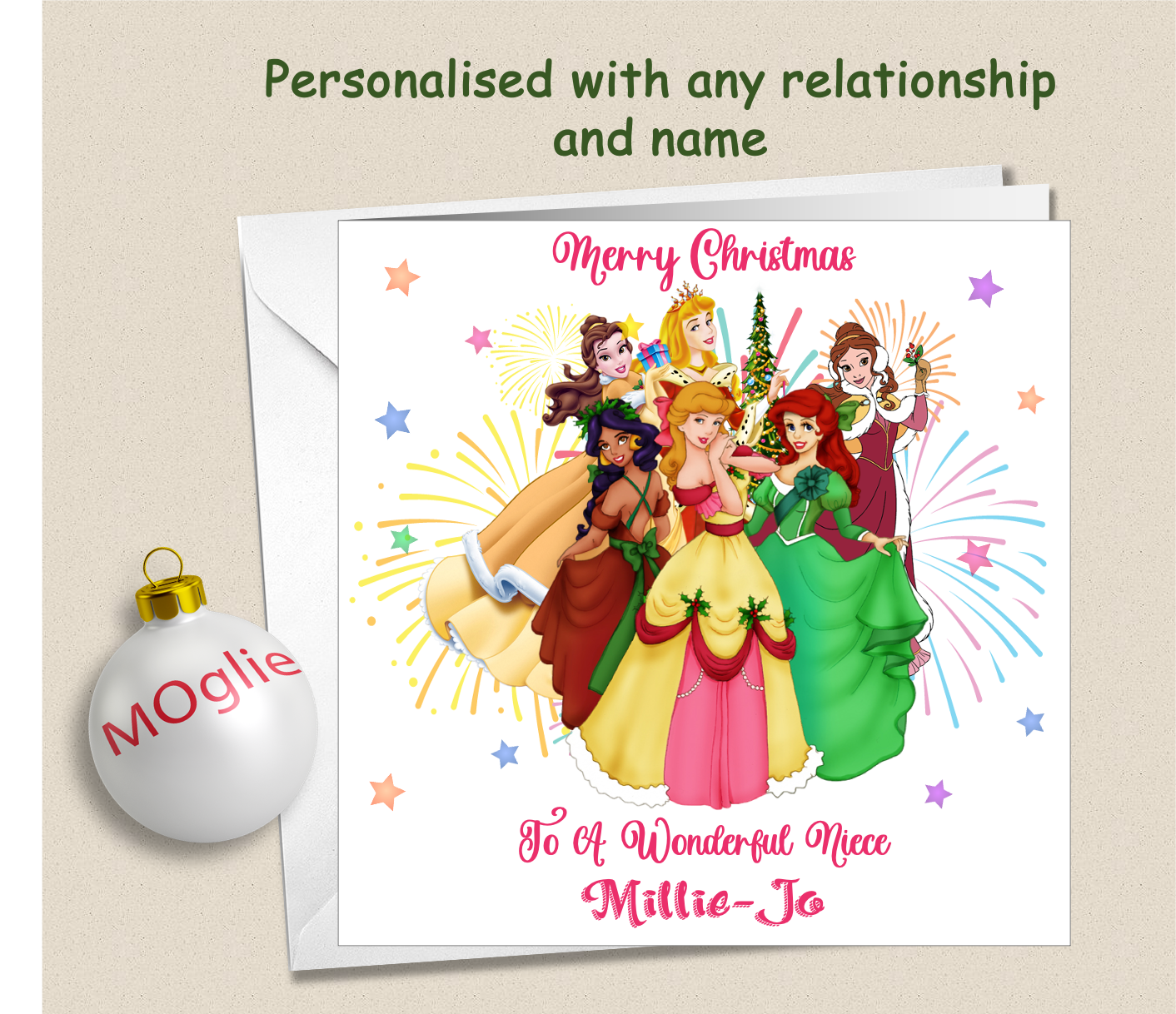 Personalised Girls Princess Christmas Card