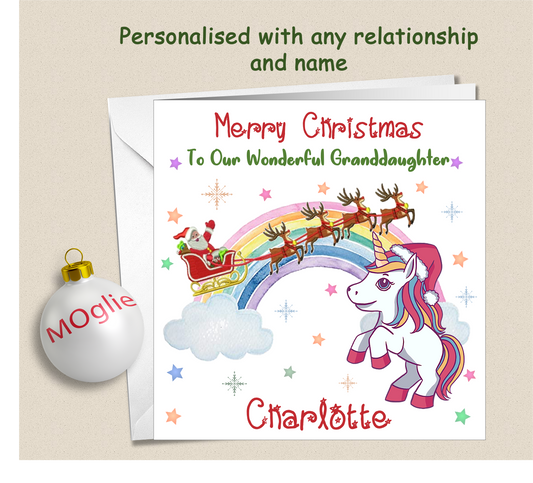 Personalised Unicorn Xmas Christmas Card - UNI1