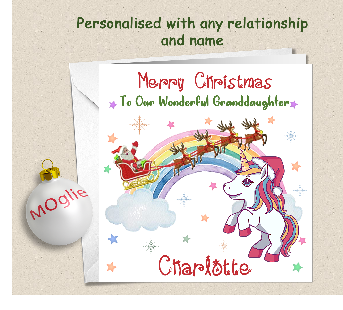 Personalised Unicorn Xmas Christmas Card - UNI1