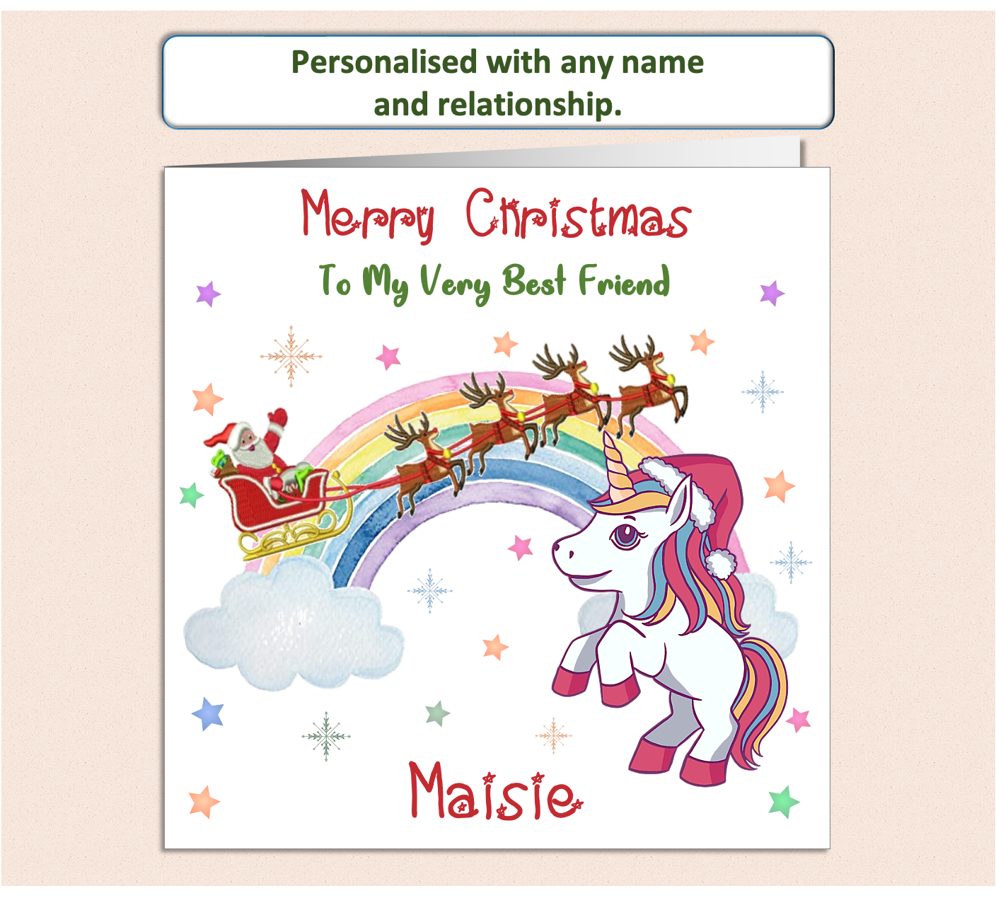 Personalised Unicorn Xmas Christmas Card - UNI1