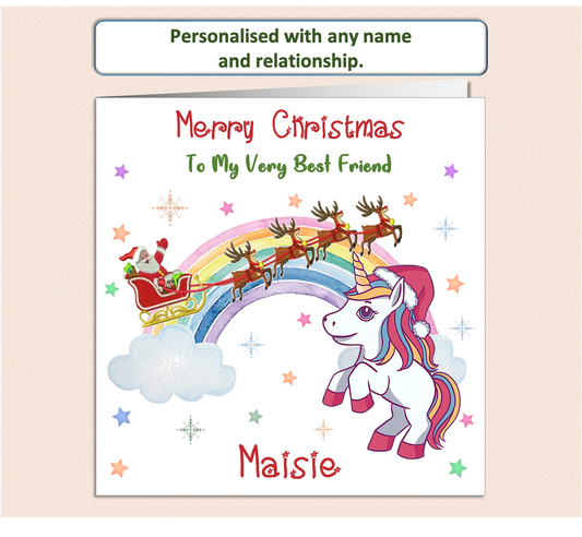 Personalised Unicorn Xmas Christmas Card - UNI1