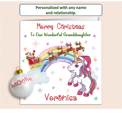 Personalised Unicorn Xmas Christmas Card - UNI1