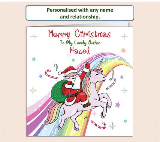 Personalised Unicorn Xmas Christmas Card - UNI2