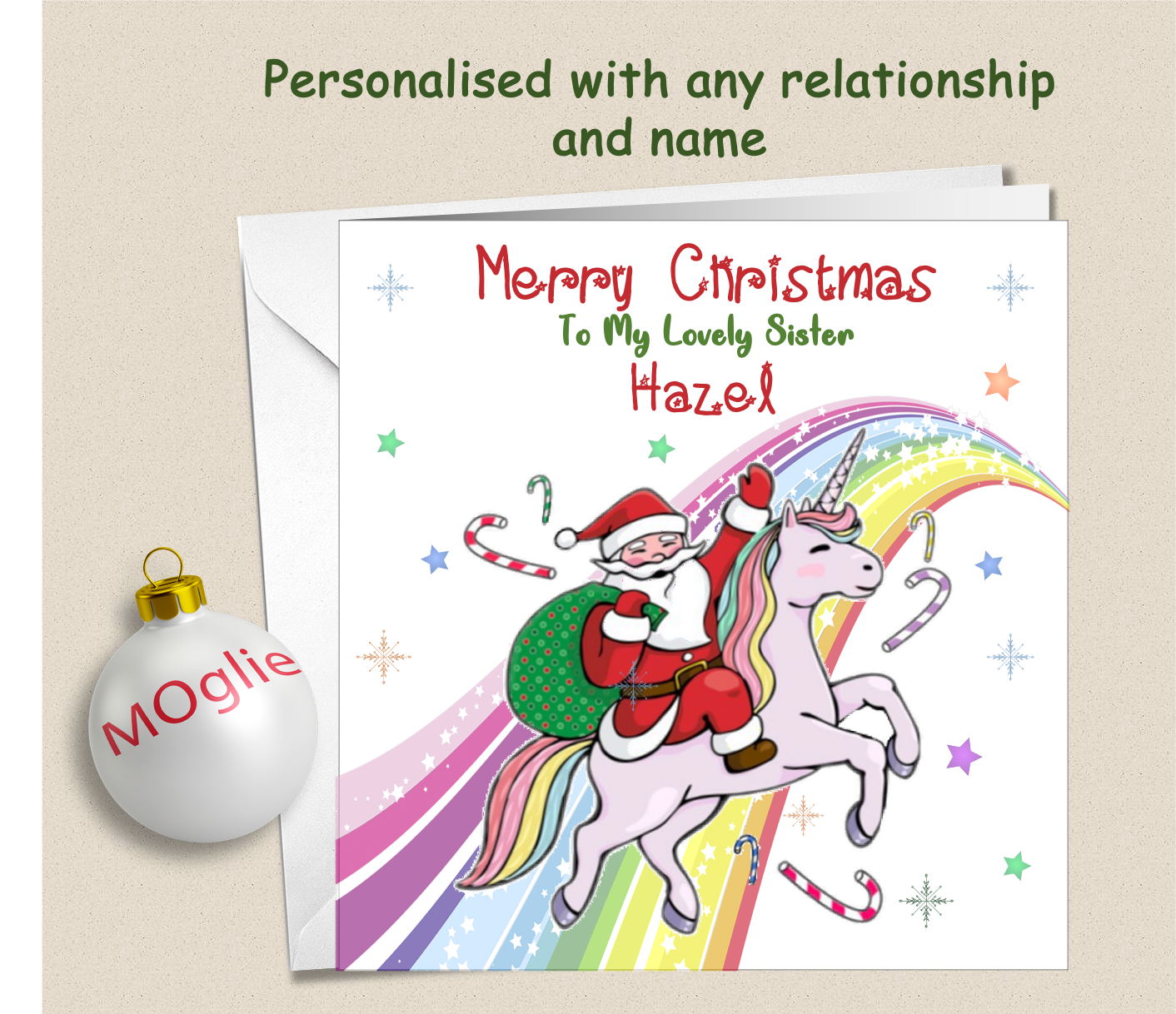 Personalised Unicorn Xmas Christmas Card - UNI2