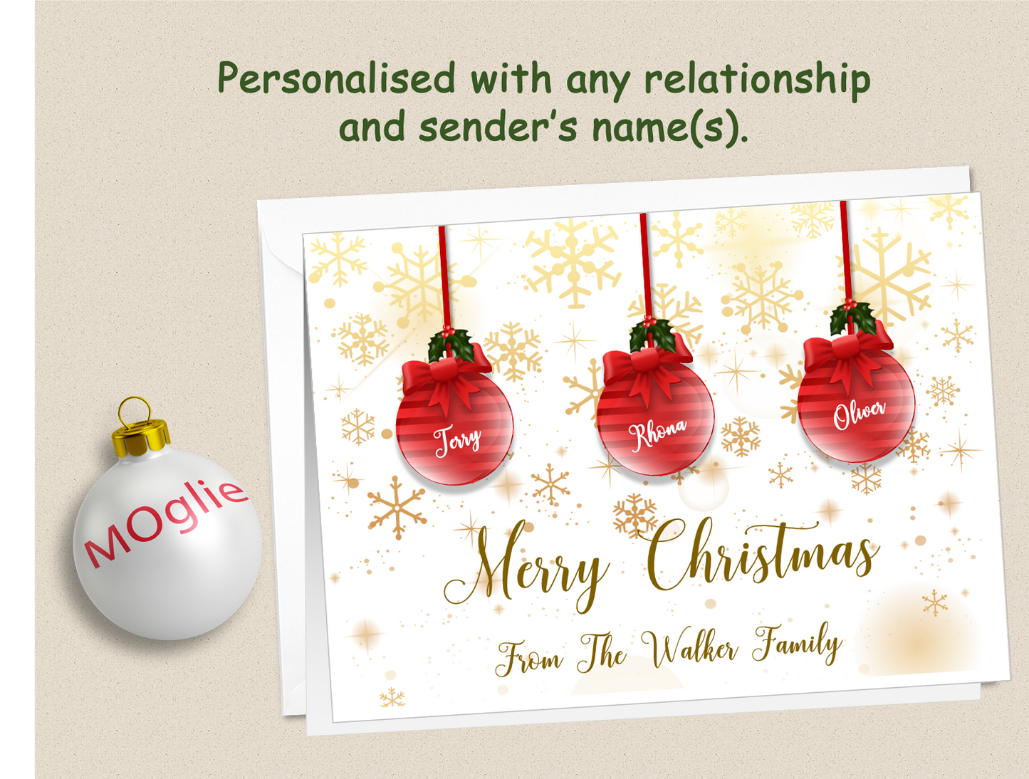 Personalised Christmas Xmas Bauble Card Couple Both of You - BAUB1