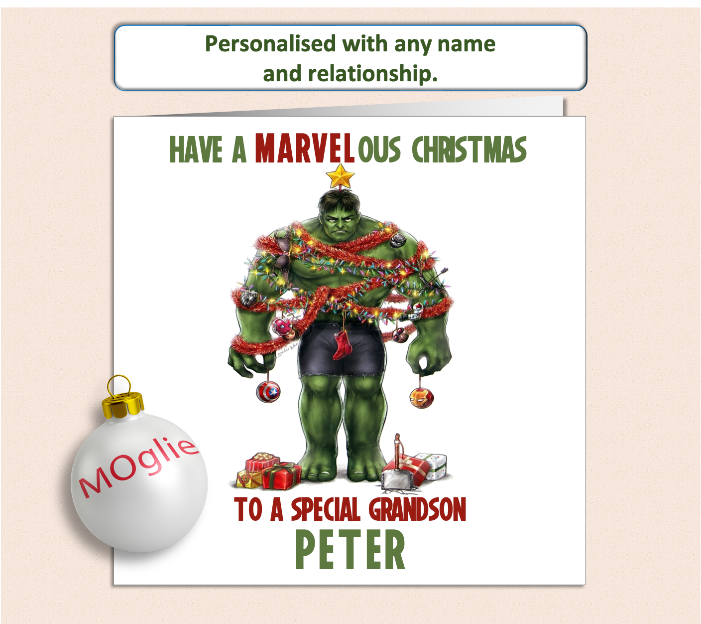Personalised Marvel Incredible Hulk Christmas Xmas Card