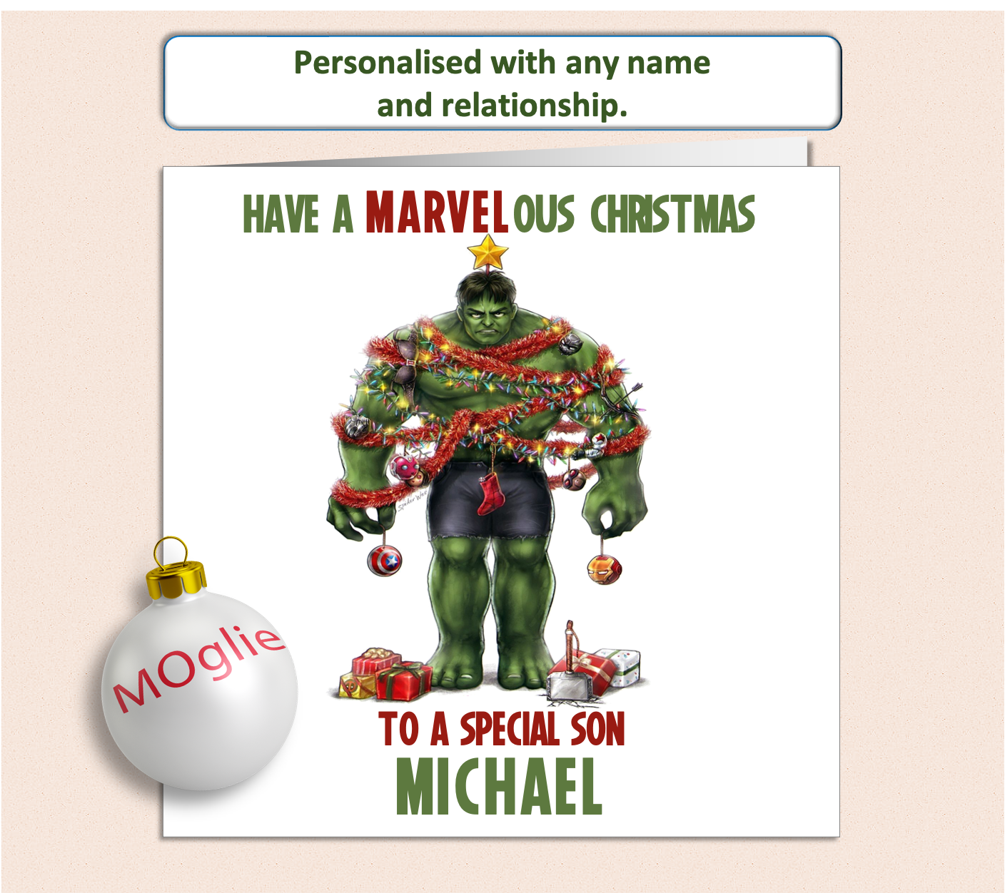 Personalised Marvel Incredible Hulk Christmas Xmas Card
