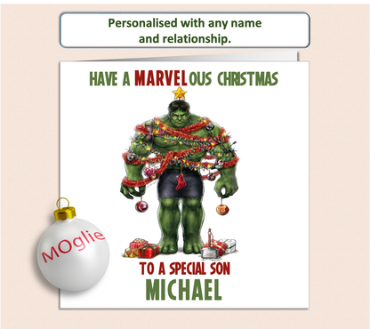 Personalised Marvel Incredible Hulk Christmas Xmas Card