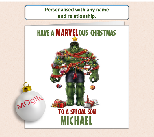 Personalised Marvel Incredible Hulk Christmas Xmas Card