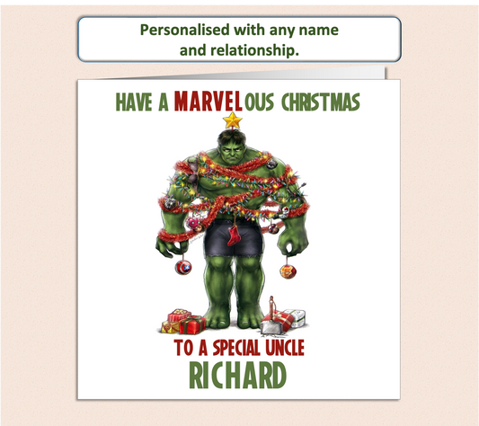 Personalised Marvel Incredible Hulk Christmas Xmas Card