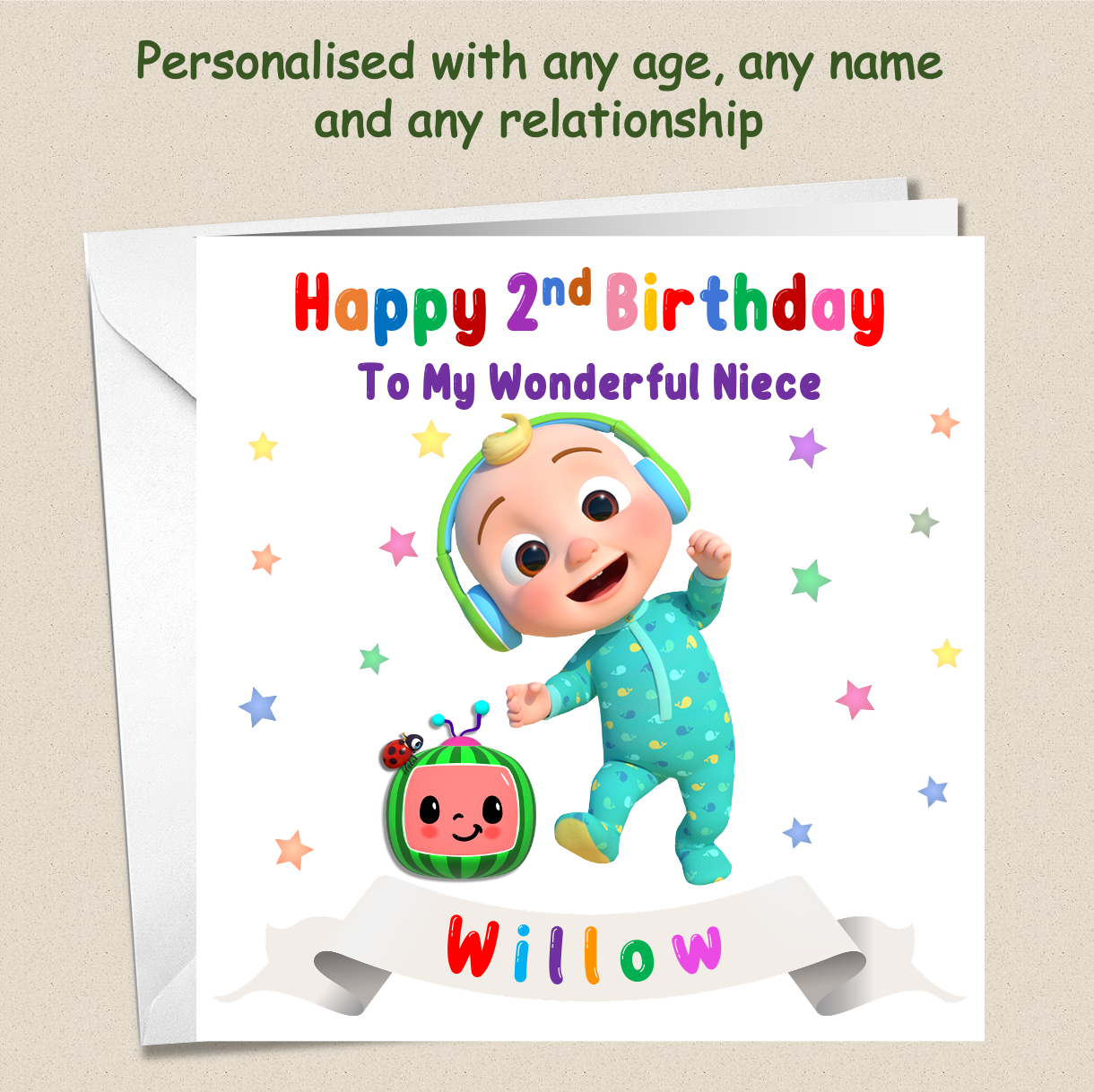 Personalised CoComelon Kids Childs Birthday Card