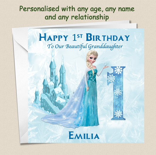 Personalised Frozen Elsa Birthday Card - 1-3 - FRZ2