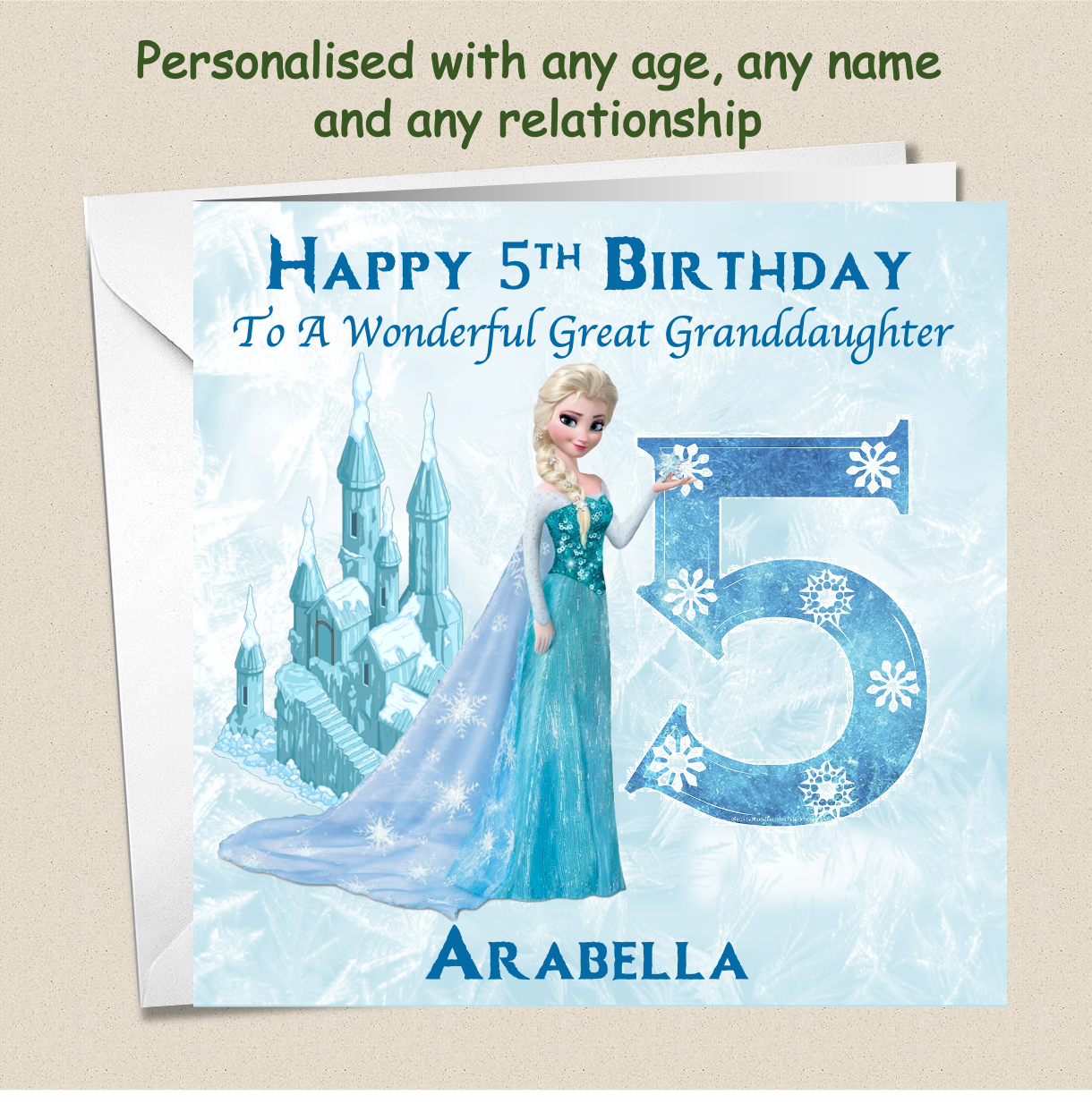 Personalised Frozen Elsa Birthday Card - 4-8 - FRZ2