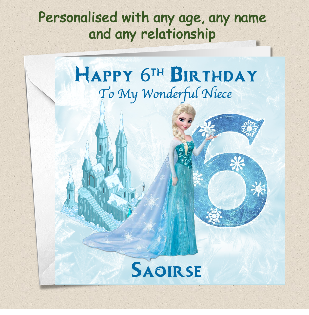 Personalised Frozen Elsa Birthday Card - 4-8 - FRZ2