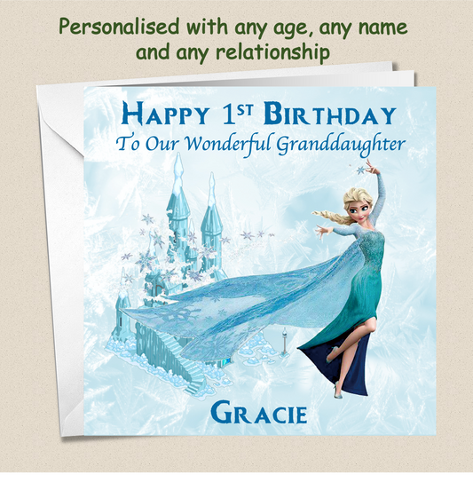 Personalised Frozen Elsa Birthday Card FRZ3