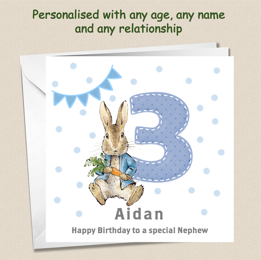 Personalised Peter Rabbit Birthday Card - 3rd Birthday