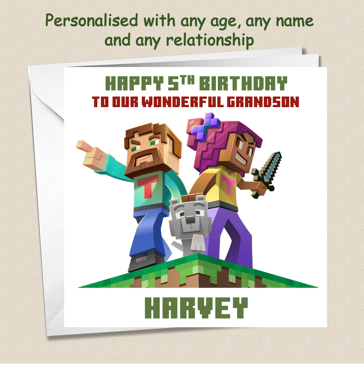 Personalised Minecraft Birthday Cards