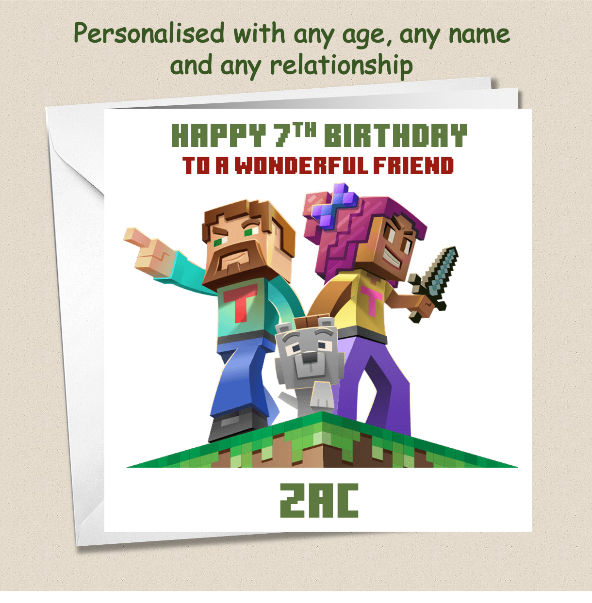 Personalised Minecraft Birthday Cards