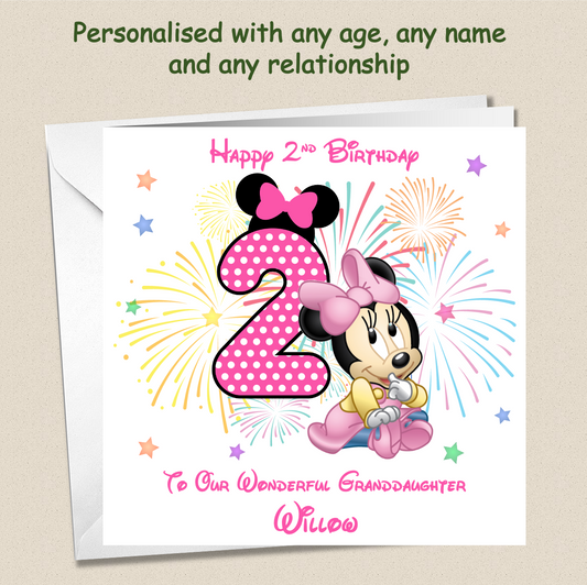 Personalised Minnie Mouse Birthday Card - 2nd Birthday
