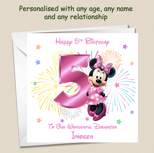 Personalised Minnie Mouse Birthday Card - 5th Birthday