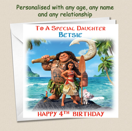 Personalised Moana Birthday Card - Moa2