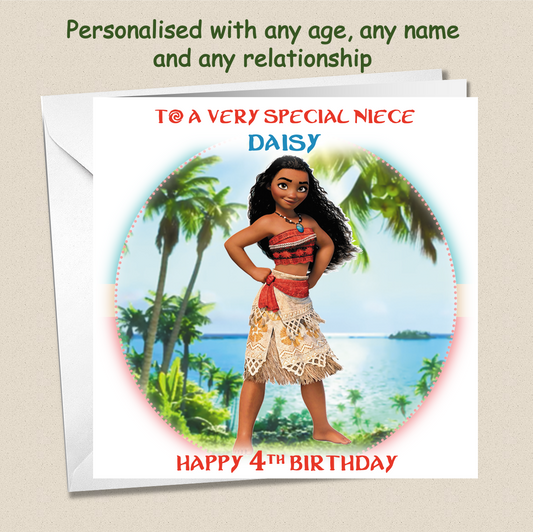 Personalised Moana Birthday Card - Moa3