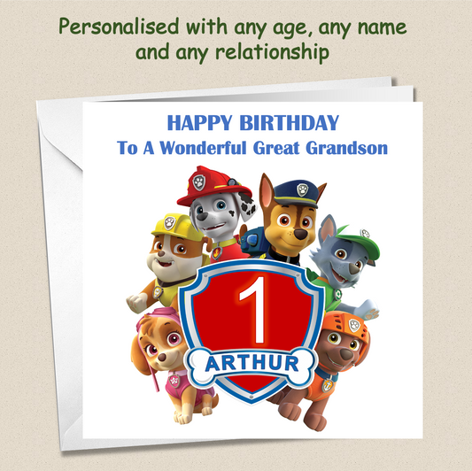Personalised Paw Patrol Birthday Card