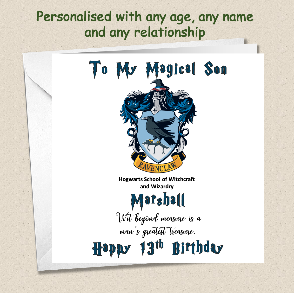 Personalised Ravenclaw (Harry Potter Inspired) Birthday Card Teenagers