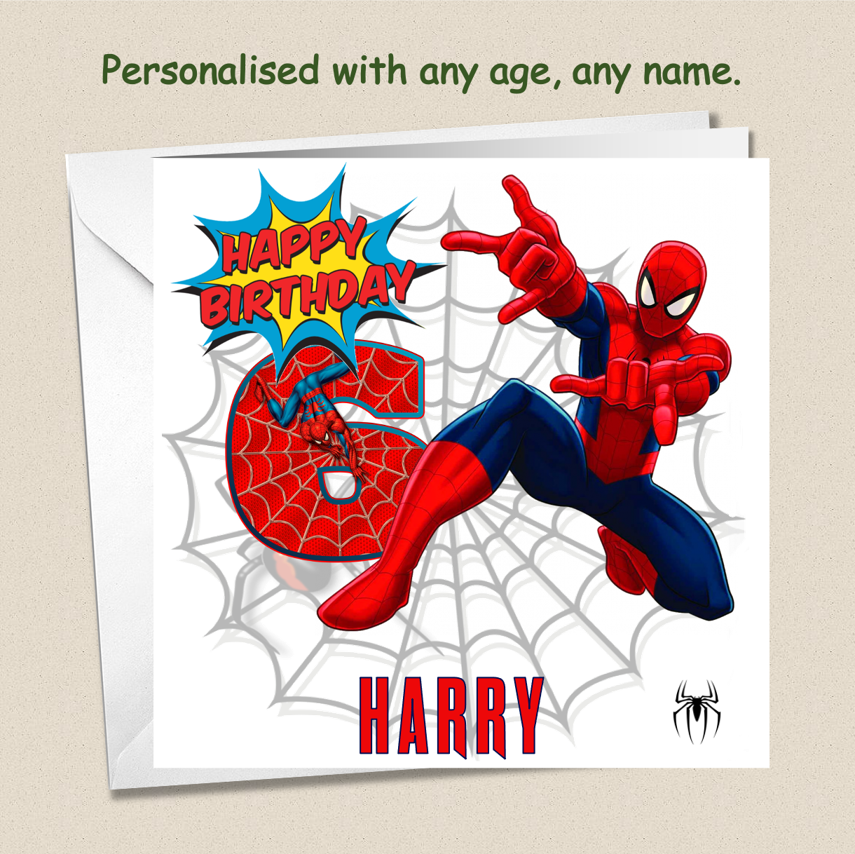 Personalised Spiderman Birthday Cards - 4 to 8 - SPID3