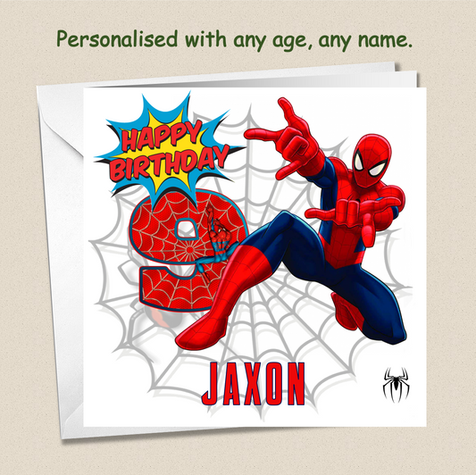 Personalised Spiderman Birthday Cards - SPID3