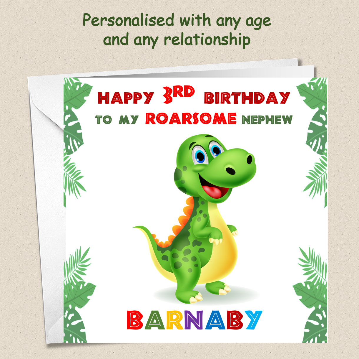 Personalised ROARSOME Dinosaur Birthday Card - DINO1
