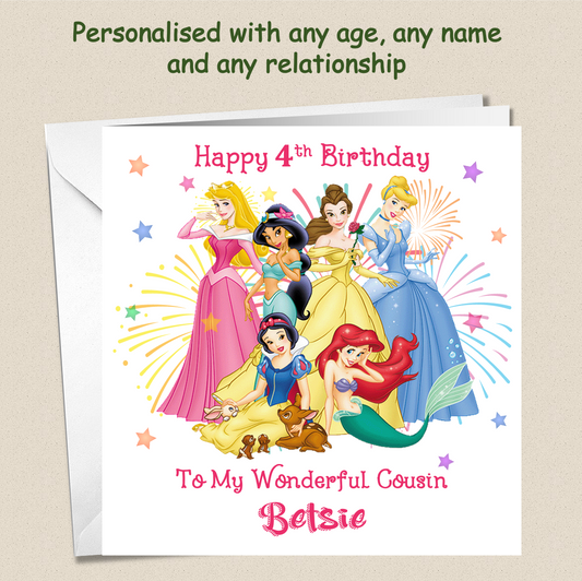 Personalised Princess Girls Birthday Card - Prin1