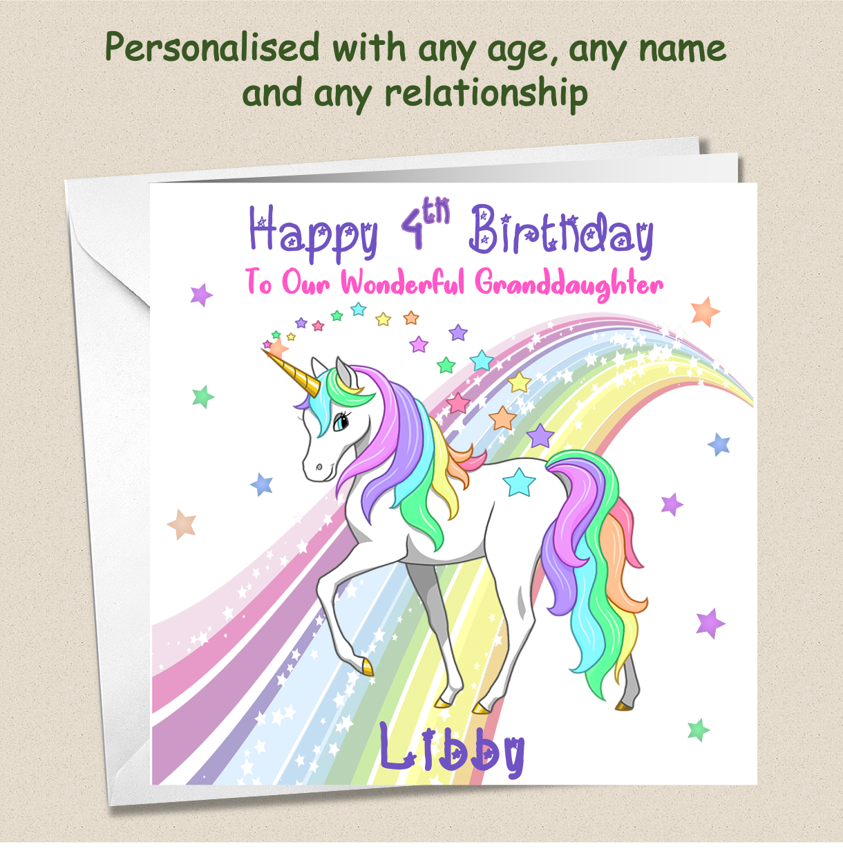 Personalised Unicorn Birthday Card - Uni 1