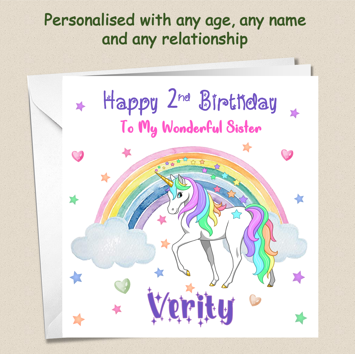 Personalised Unicorn Birthday Card - Uni 3