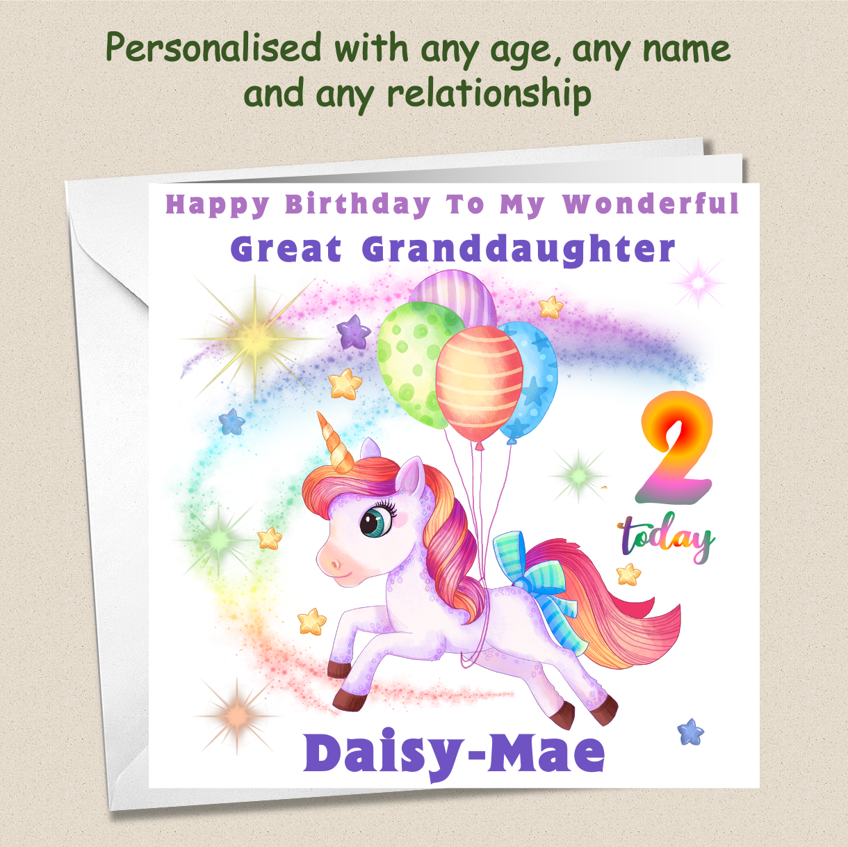Personalised Unicorn Birthday Card - Uni 4